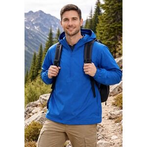 Alpine Design Blue Quarter Zip Hooded Anorak Jacket XL Gorpcore HIking